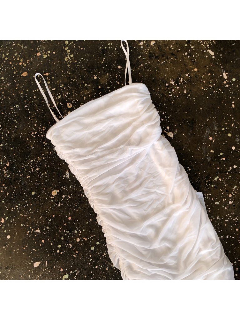 Sndys Simone Dress White Ruched Mesh — image 7 of 7